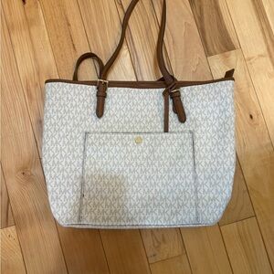 Michael Kors Cream and Tan Tote Bag